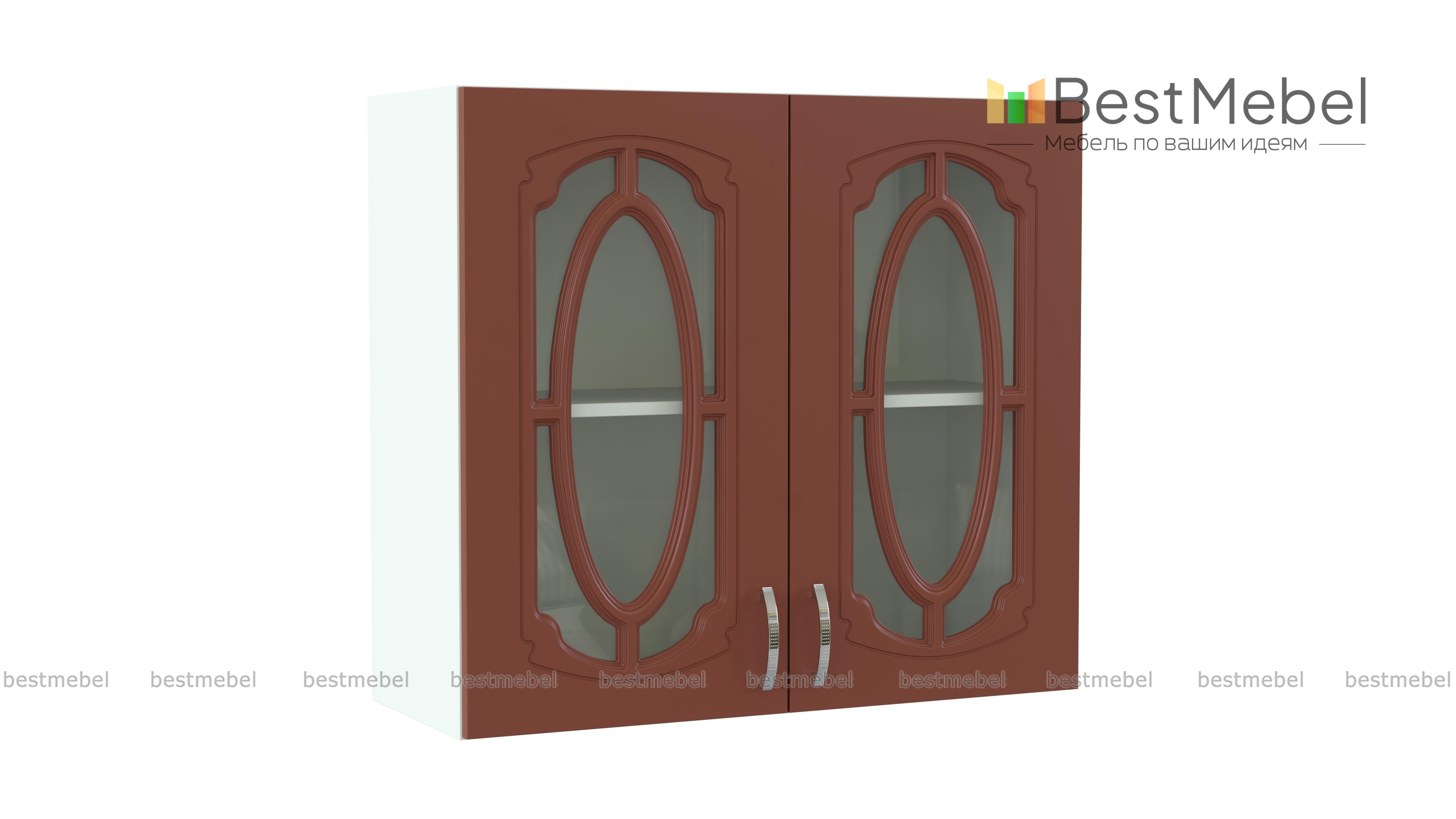 Шкаф верхний с 2-мя остекленными дверцами Настя BMS - Фото