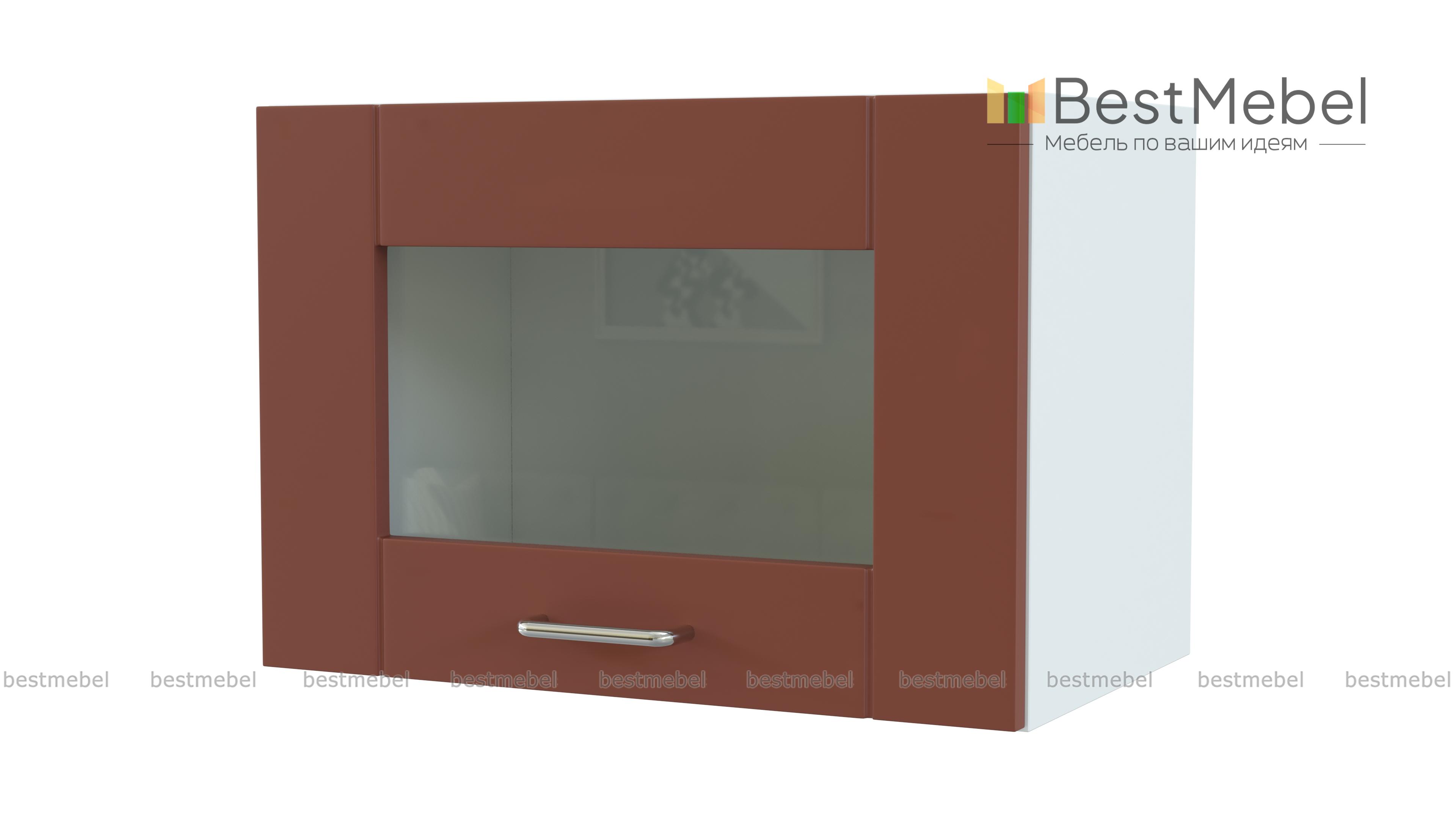 Шкаф верхний горизонтальный остекленный Лофт BMS - Фото