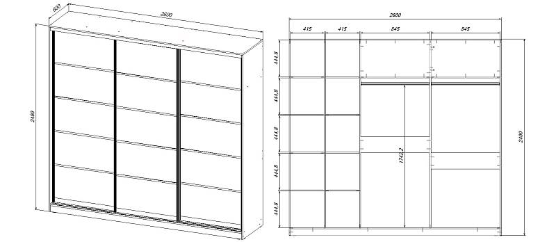 Шкаф-купе Бастай (2600*2400*600)
