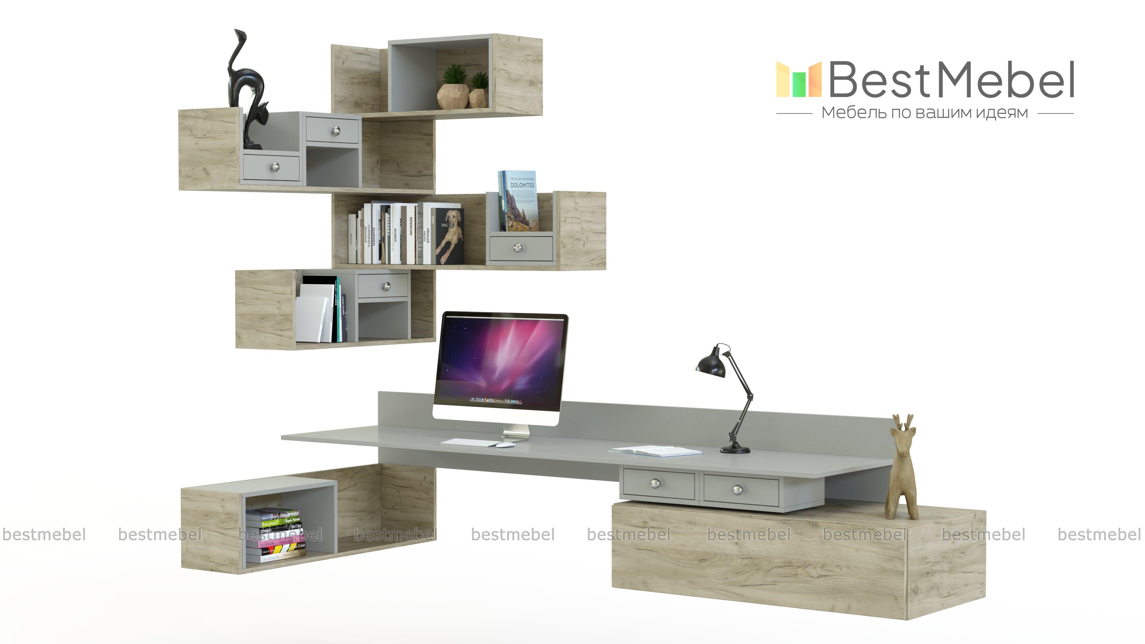 Навесной письменный угловой стол Прима 22 BMS - Фото